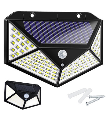 Saules lampa ar kustības un krēslas sensoru, 100 LED