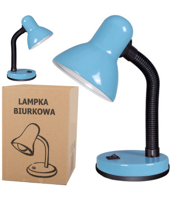 Regulējama zila galda lampa mācībām un lasīšanai
