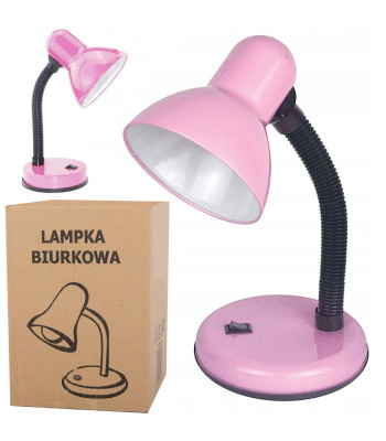 Regulējama rozā galda lampa mācībām un lasīšanai