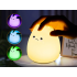 Bērnu LED naktslampa — mīksts silikona kaķis, RGB, skārienvadāma, 10 × 9 cm