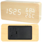 Elektroniskais modinātājpulkstenis ar termometru un higrometru, USB, 15 × 7 × 4 cm