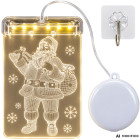 LED Ziemassvētku vitrāžas dekors logam ar Ziemassvētku vecīti, 17 × 11,5 cm