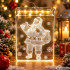 LED Ziemassvētku vitrāžas dekors logam ar Ziemassvētku vecīti, 17 × 11,5 cm
