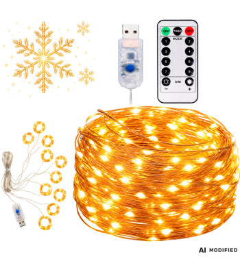 LED gaismas aizkars ar pulti un taimeri, silti balta gaisma, 300 diodes, 3x3m