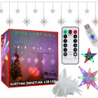 Daudzkrāsains LED gaismas aizkars ar zvaigznēm, USB barošanu un tālvadības pulti, 138 LED, 3m