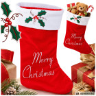 Ziemassvētku zeķe dāvanām ar uzrakstu “merry christmas”, liela, 62 cm
