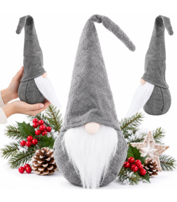 Ziemassvētku rūķis ar pelēku cepuri – 30 cm