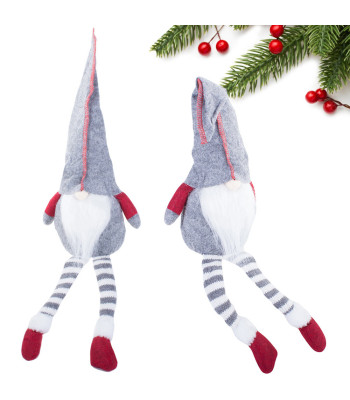 Ziemassvētku rūķis ar lokāmu cepuri, pelēks – 26010_SZ, 50cm × 15cm