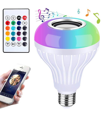 Krāsaina LED RGB spuldze ar Bluetooth skaļruni un tālvadības pulti, E27