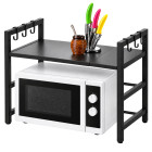 Regulējams virtuves plaukts mikroviļņu krāsnij, melns, 33–62 cm