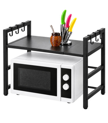 Regulējams virtuves plaukts mikroviļņu krāsnij, melns, 33–62 cm