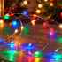 Daudzkrāsaina dekoratīvā lampiņu virtene uz stieples ar baterijām, 100 LED, 10m