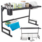 Trauku žāvēšanas statīvs virs izlietnes ar piederumu organizatoru, loft stilā, 85 × 32,5 × 52 cm