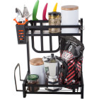 Divlīmeņu virtuves organizators ar galda piederumu žāvētāju, loft stilā, melns, 40 × 35 × 22,5 cm