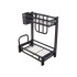 Divlīmeņu virtuves organizators ar galda piederumu žāvētāju, loft stilā, melns, 40 × 35 × 22,5 cm