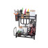 Divlīmeņu virtuves organizators ar galda piederumu žāvētāju, loft stilā, melns, 40 × 35 × 22,5 cm