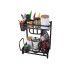Divlīmeņu virtuves organizators ar galda piederumu žāvētāju, loft stilā, melns, 40 × 35 × 22,5 cm