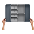 Virtuves piederumu organizators atvilktnei, izvelkams, pelēkos toņos, 28–50 × 39 × 5 cm