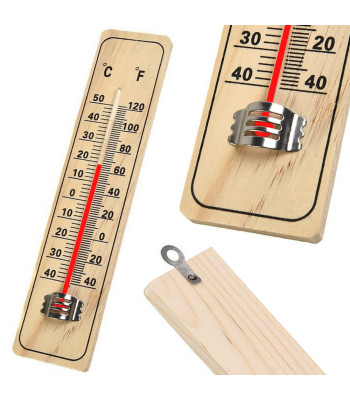 Koka sienas termometrs telpām un āram – 21,5 × 4 × 0,8 cm
