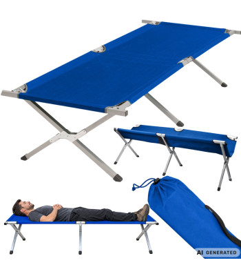 Saliekamā tūristu gulta kempingam un makšķerēšanai, zila, 187 × 70 × 42 cm