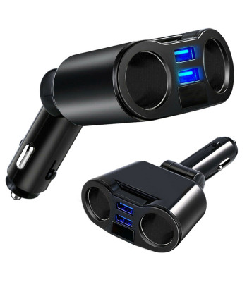 Automašīnas piesmēķētāja ligzdas sadalītājs ar 2 USB pieslēgvietām