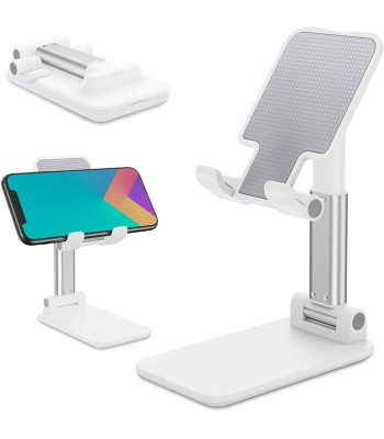 Salokāms telefona un planšetdatora statīvs, balts, 7–10 collām, 10,5cm x 6,5cm x 0,5cm