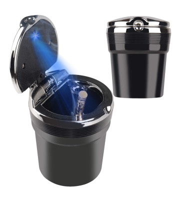 Automašīnas pelnu trauks ar LED apgaismojumu un atkritumu tvertnes funkciju, 7,5cm x 9cm