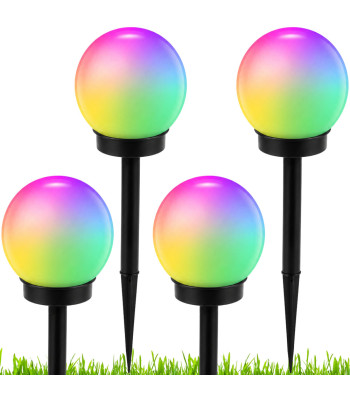4 saules dārza lampu komplekts ar RGB LED, ieduramas, 10 cm