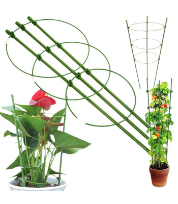 Apaļš riņķveida balsts augiem un ziediem ar trim gredzeniem, 60cm