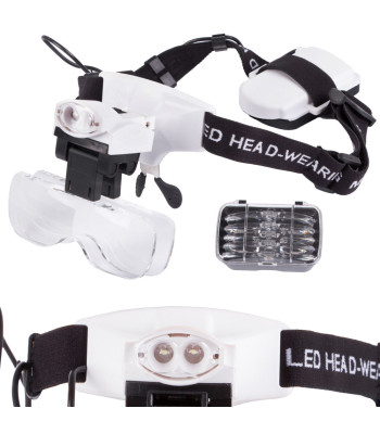 Pulksteņmeistara palielināmās brilles ar 2 LED, 6x