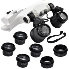 Pulksteņmeistara lupas brilles ar 2 led gaismām, 10x, 15x, 20x, 25x