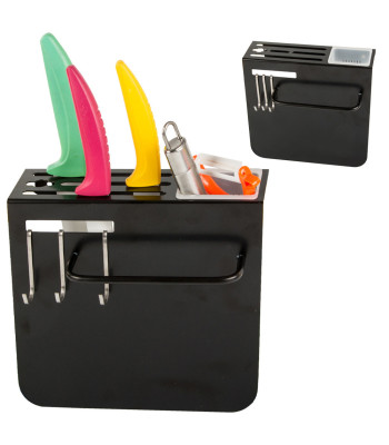 Sienas nažu organizators ar trauku un āķiem, 20 × 19 × 6,5 cm