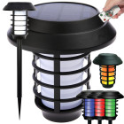 Saules dārza lampa — lāpa un laterna ar RGB apgaismojumu un tālvadības pulti