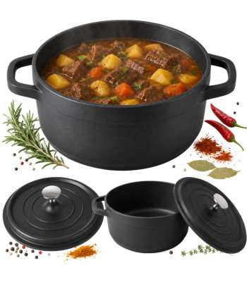 Alumīnija katls-cepeštrauks ar vāku, non-stick pārklājumu, melns, 2 l