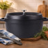 Alumīnija katls-cepeštrauks ar vāku, non-stick pārklājumu, melns, 2 l
