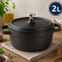 Alumīnija katls-cepeštrauks ar vāku, non-stick pārklājumu, melns, 2 l
