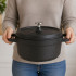Alumīnija katls-cepeštrauks ar vāku, non-stick pārklājumu, melns, 2 l