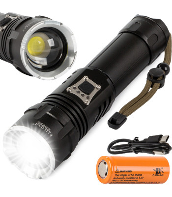 Bailong® taktiskais militārais led lukturis ar regulējamu gaismas kūli un ārējā akumulatora funkciju, CREE XHP160, P717