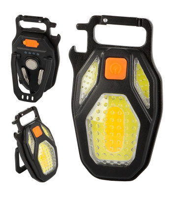 LED COB lukturītis-atslēgu piekariņš ar pudeļu attaisāmo, magnētu un USB uzlādi, 8,5 × 5 cm