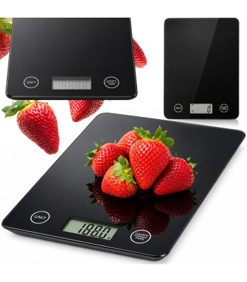 Elektroniskie virtuves svari ar LCD displeju, plakani, ar stikla virsmu — 5 kg/1 g