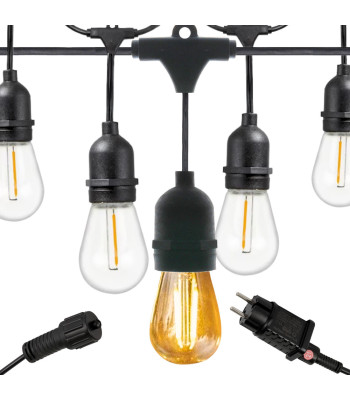 Dārza LED gaismas virtene ar E27 cokolu, IP44, 15 LED, 15 m