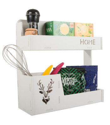 Balts piekaramais virtuves plaukts-organizators, 33 × 32 × 12 cm