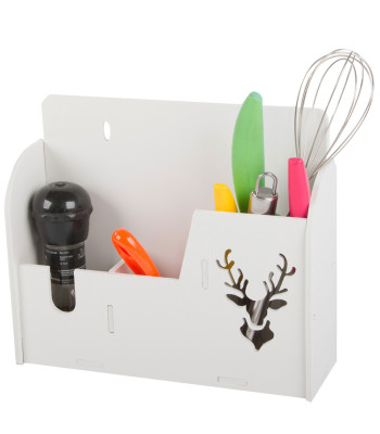 Piekarināms virtuves plaukts-organizators ar 3 nodalījumiem, balts, 26 × 22 × 8 cm