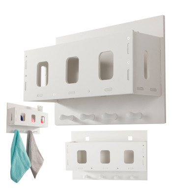 Piekarināms vannasistabas organizators ar plauktu un āķiem, 22 × 34 × 10 cm