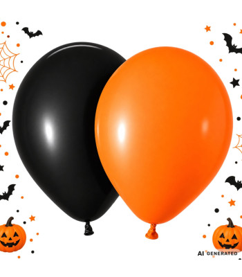 Helovīna balonu komplekts, melni un oranži, 20 gab.