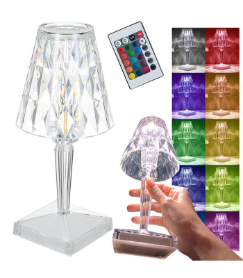 Galda naktslampiņa ar kristāla efektu, LED RGB, ar tālvadības pulti