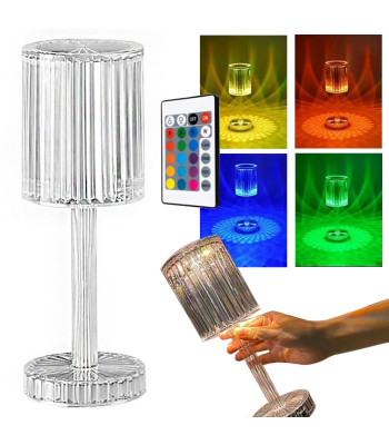 Galda naktslampa ar kristāla imitāciju, RGB LED, USB un tālvadības pulti