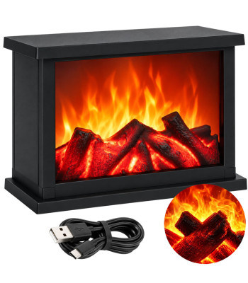 Dekoratīva led kamīna lampa ar kustīgu liesmu efektu, melna, 25cm x 17cm x 13cm