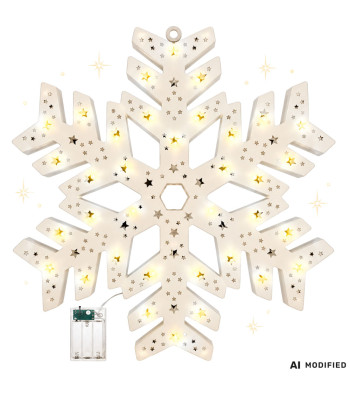 LED gaismas sniegpārslas formas Ziemassvētku dekors logam, 40 cm
