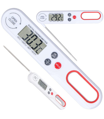 Saliekams virtuves termometrs ar LCD displeju un zondi gaļai un ēdieniem, 300 °C